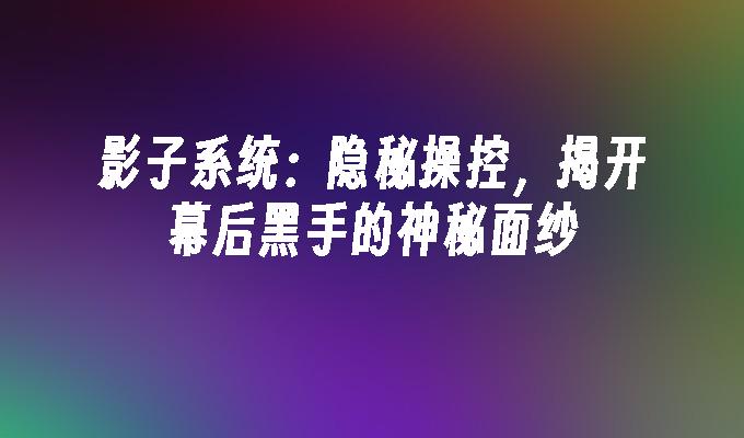 影子系统:隐秘操控,揭开幕后黑手的神秘面纱
