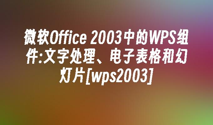 微软Office 2003中的WPS组件:文字处理、电子表格和幻灯片[wps2003]