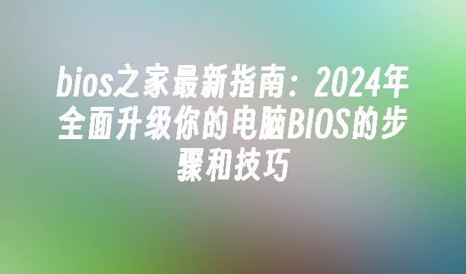 bios之家最新指南:2024年全面升级你的电脑BIOS的步骤和技巧