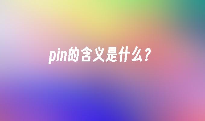 pin的含义是什么?