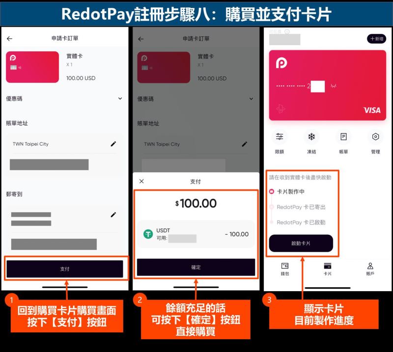 RedotPay注册步骤八：购买并支付卡片
