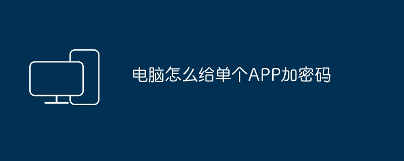 电脑怎么给单个APP加密码 - php中文网