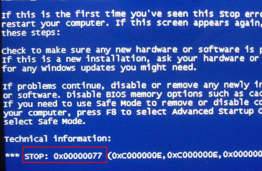 0x00000077蓝屏的原因！