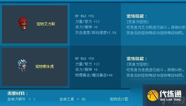 dnf迷你寒冰虎宠物属性_迷你寒冰虎