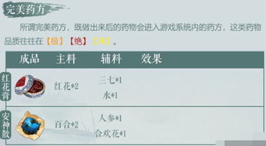 江湖悠悠完美药品怎么制作 完美药方介绍