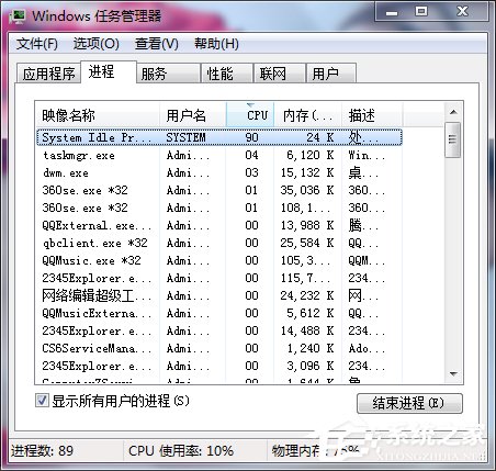 Win7电脑打开任务管理器的四种方法