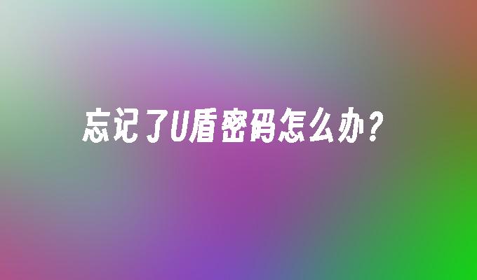 忘记了U盾密码怎么办?