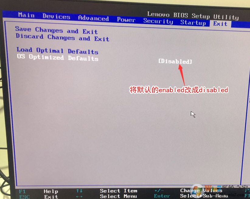 把OS Optimized Defaults设置为Disabled