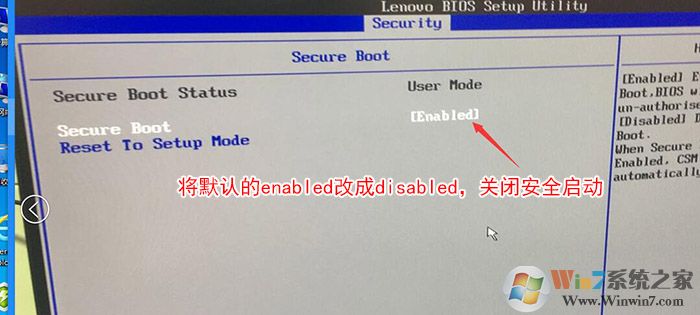 Secure Boot回车设置成Disabled