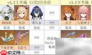 原神3.2版本UP池顺序一览