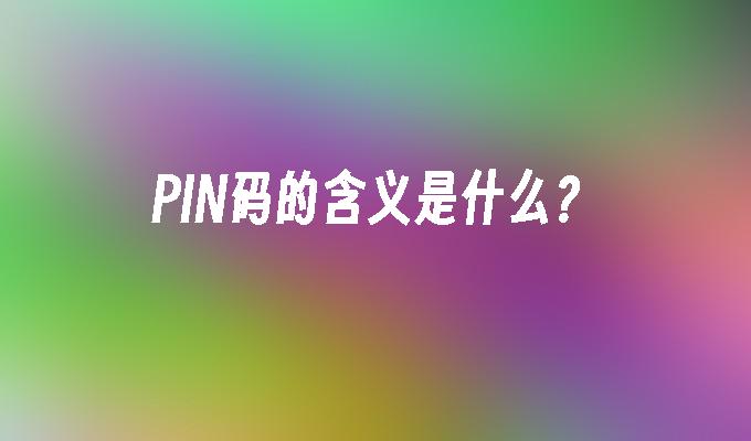 PIN码的含义是什么?