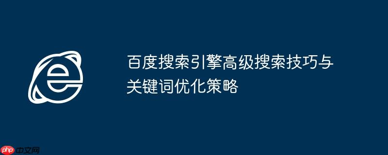 百度搜索引擎高级搜索技巧与关键词优化策略