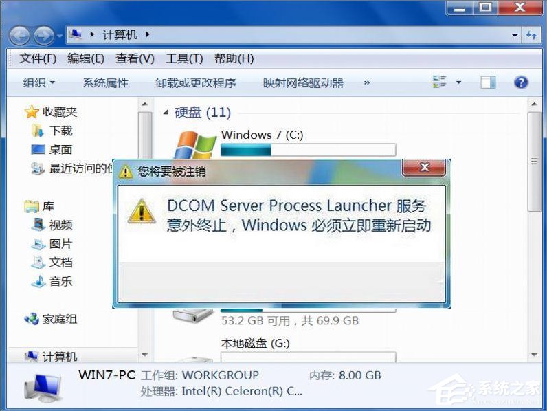 Win7提示Dcom Server Process Launcher服务意外终止怎么办?